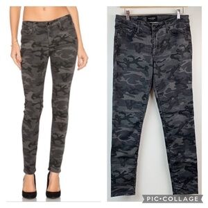 Black Orchid Jude mid rise stretch skinny black gray camo denim jeans EUC